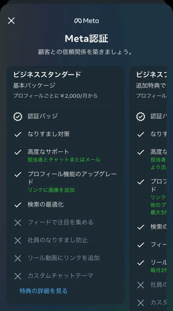 Instagramのビジネス用Meta認証「ビジネススタンダード」を解説