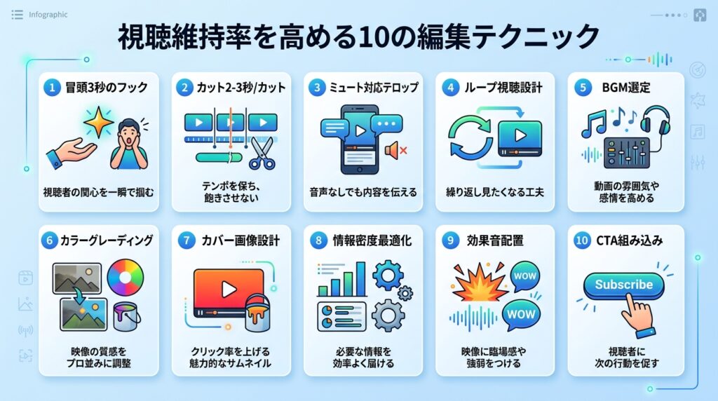 リールの視聴維持率を高める編集テクニック