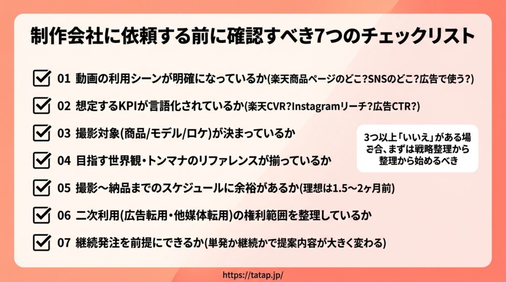 依頼前のチェックリスト